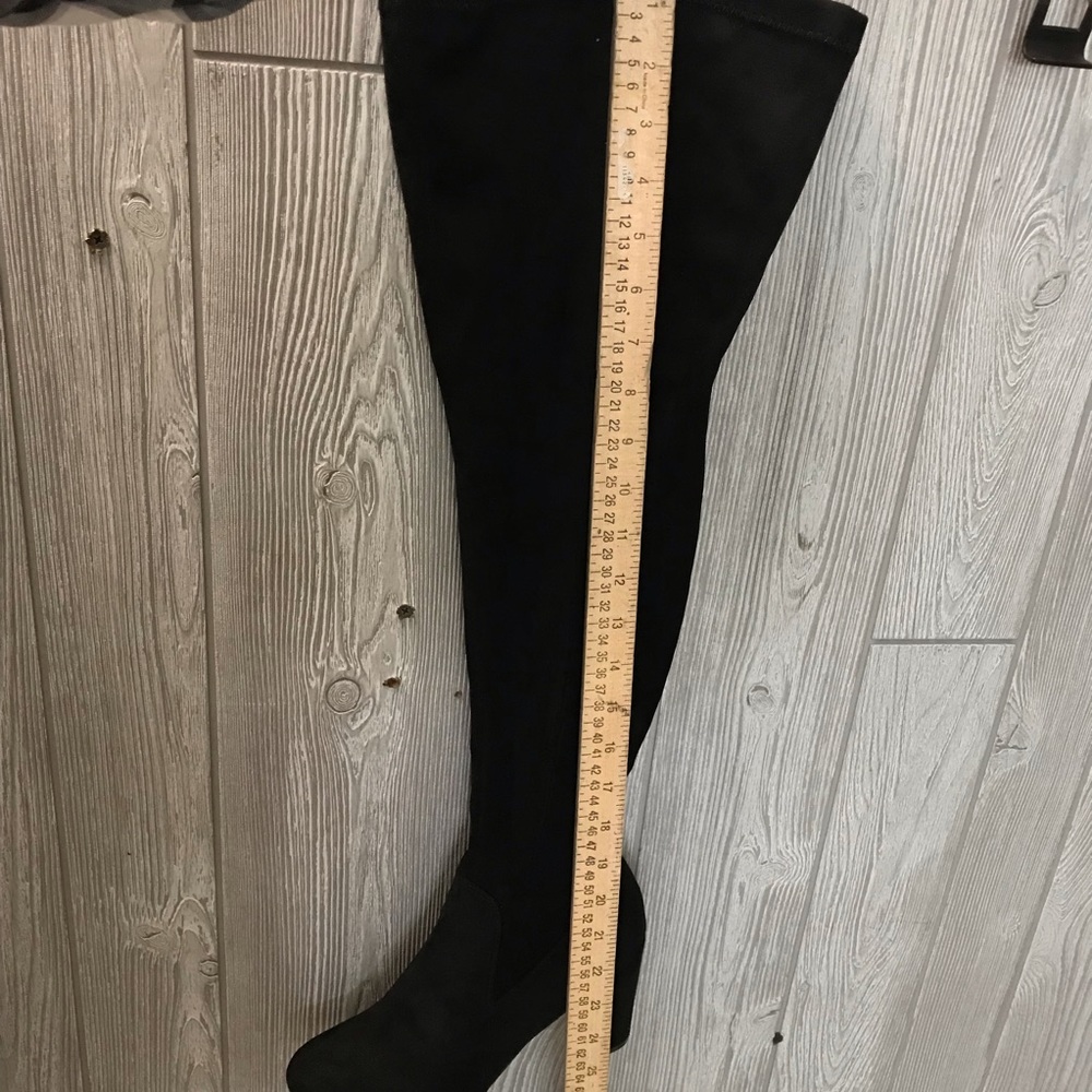 Faux Suede Over The Knee Chunky Heel Boot - Picture 4 of 5